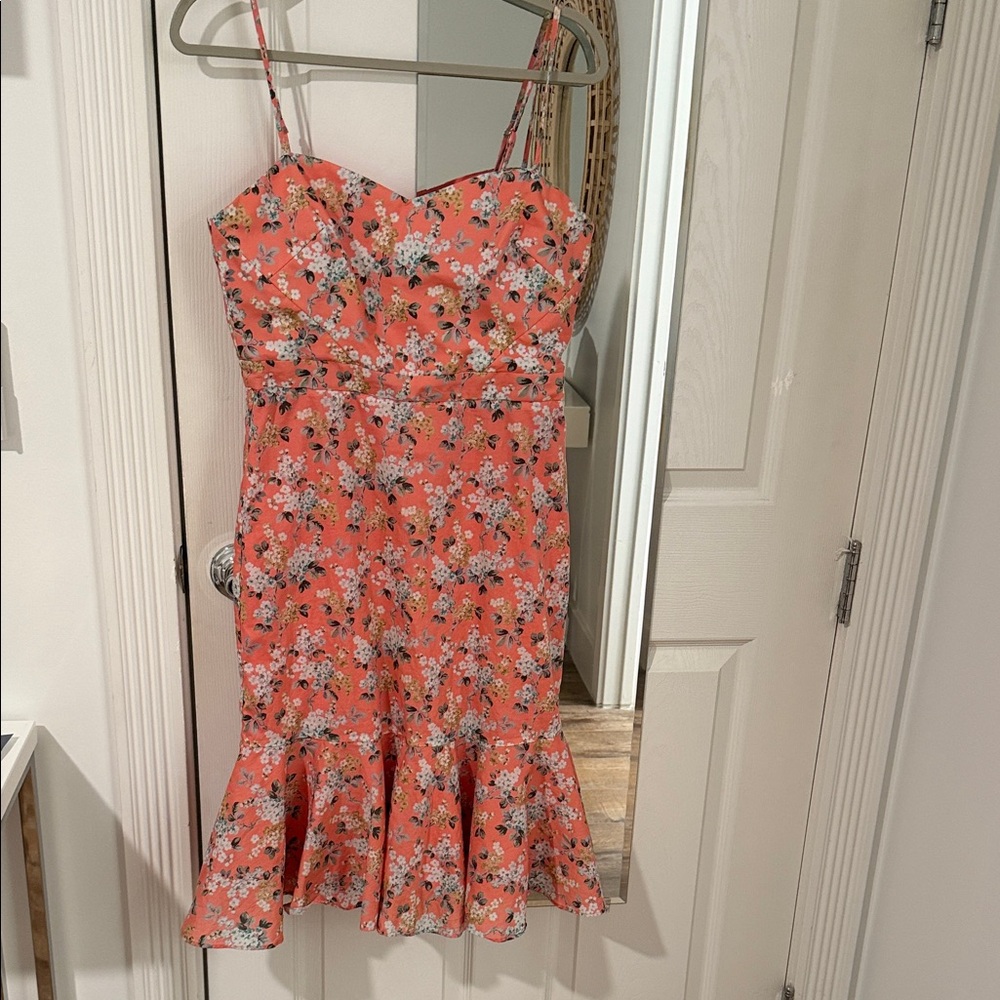 J. Crew Coral Floral Midi Dress